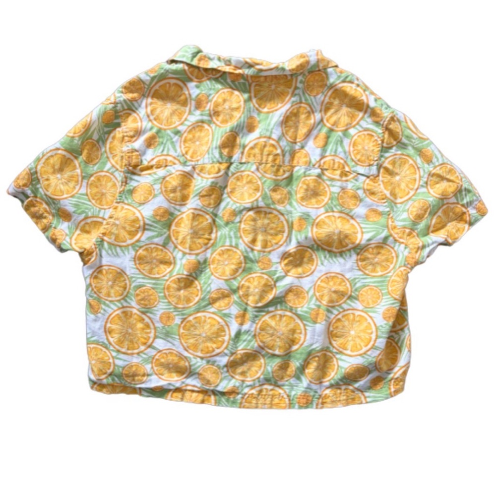 ASOS Orange Citrus Button Up Shirt Medium Linen Blend Summer Tropical Top - Picture 6 of 8